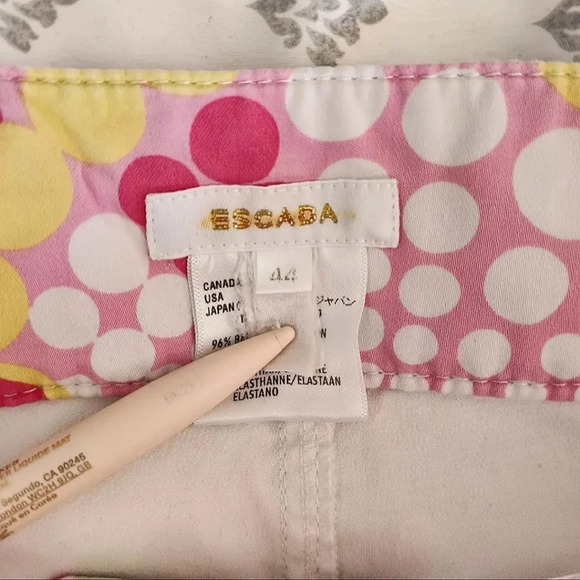 Escada Funky 90s Vintage White Polkadot Bootcut Jeans Y2K Womens Cotton Pants 44 - Picture 10 of 16